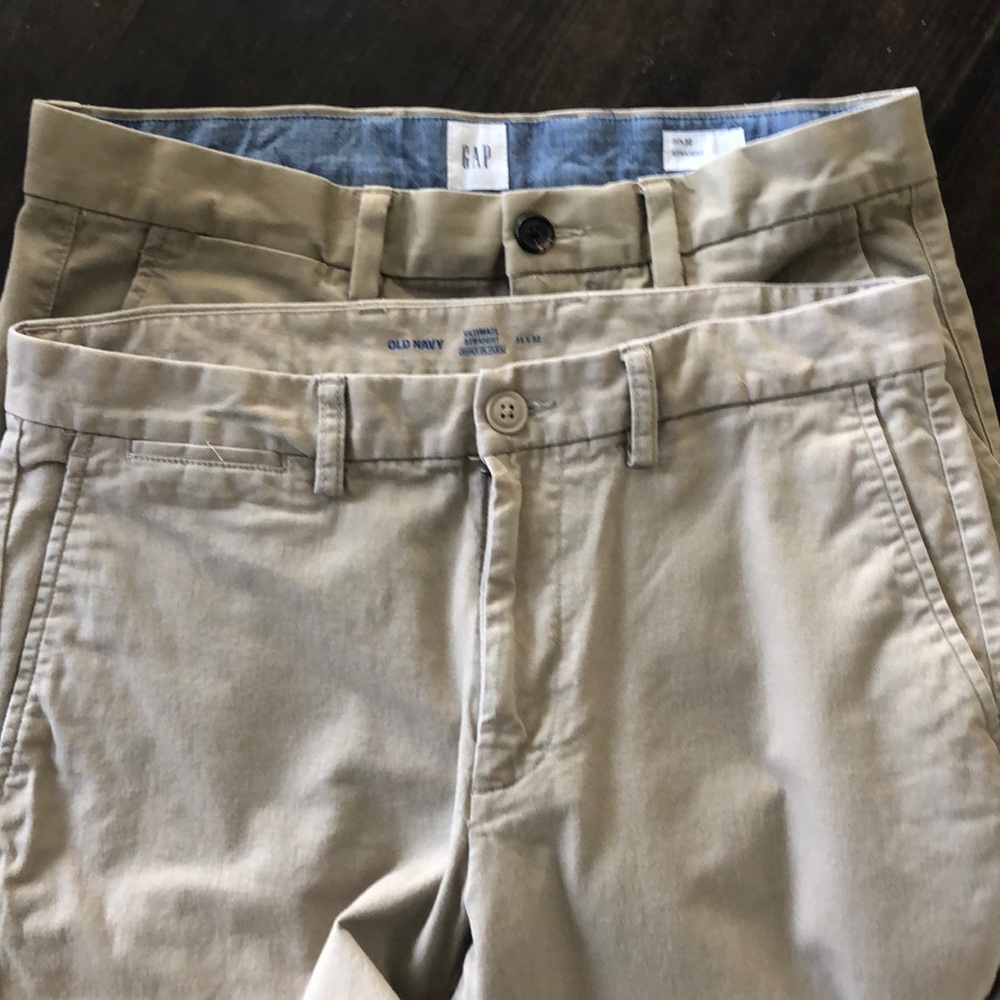 3 pair Khakis. 2 Gap/1 Old Navy. 31/32